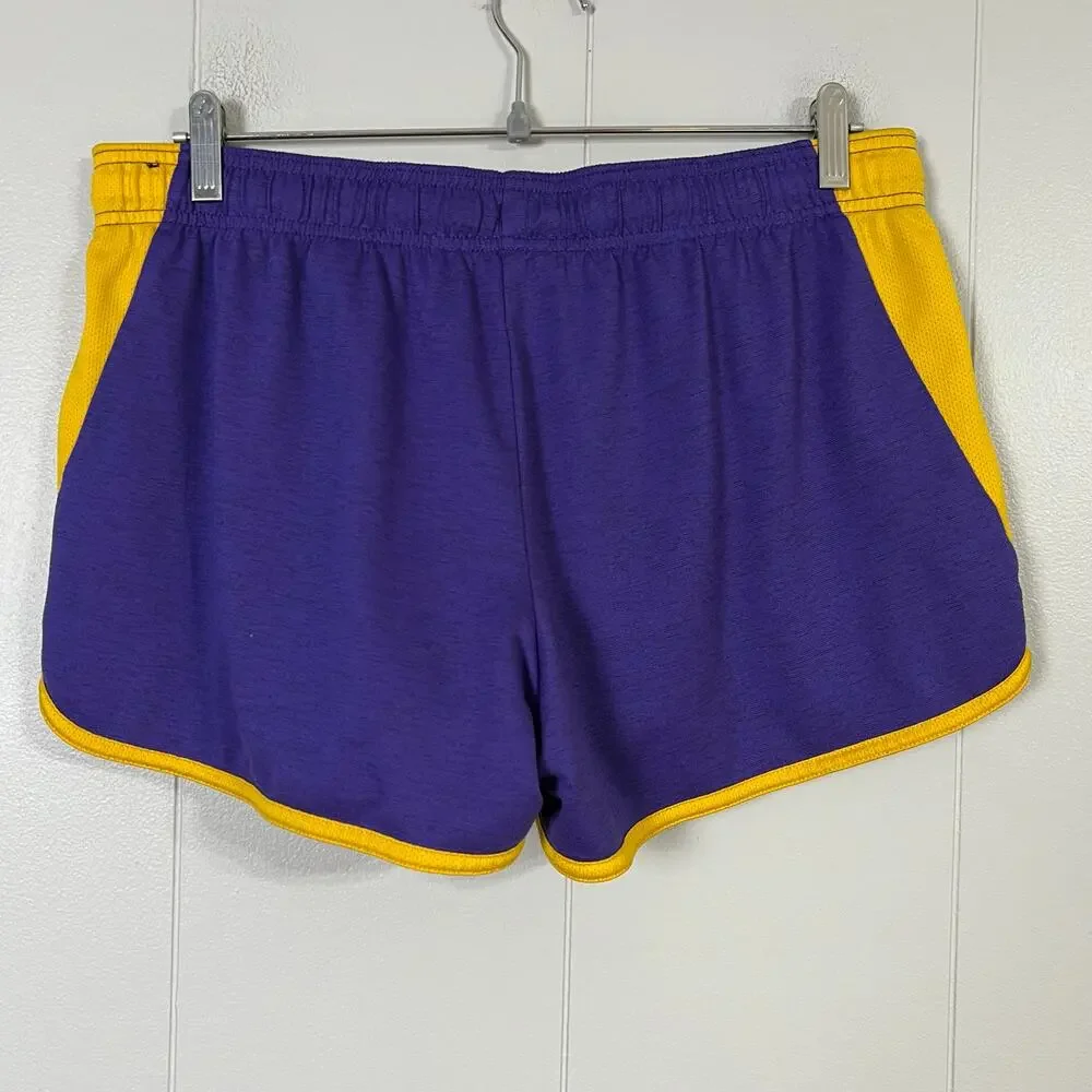 Nike LSU Tigers Womens Large Reversible Athletic Running Shorts Purple Gold